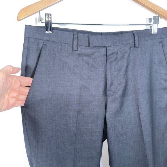 Hugo Boss Slim Fit Suit Men's 38R Dark Gray 2 Button Flat Front Pants Dapper USA - Picture 13 of 16